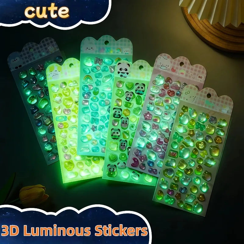 3D Embossed Cartoon Stickers – Luminous & Non-Luminous Decorative Stickers Nixie