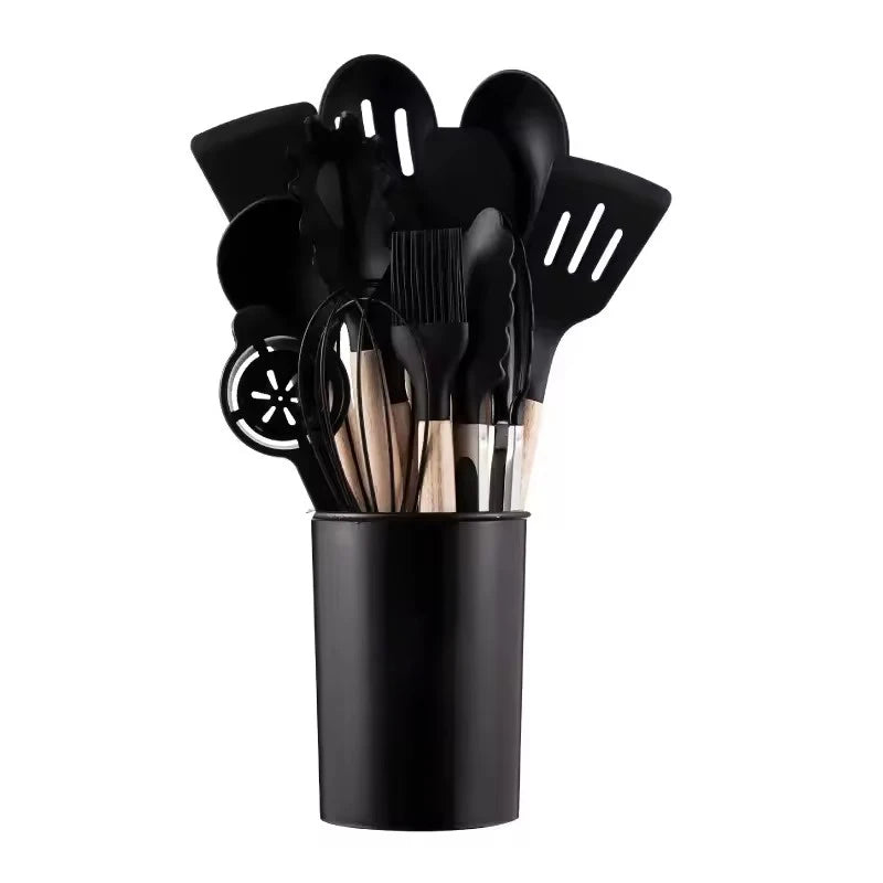 Silicone Cooking Utensil Set with Holder – 5 or 14 Pcs Silicone Utensil Set Nixie