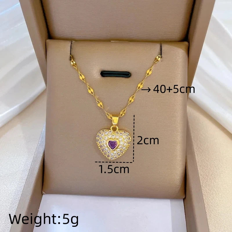 Heart Pendant Necklace Gold – Minimalist Stainless Steel Choker Pendant Necklace Nixie XL2606-576