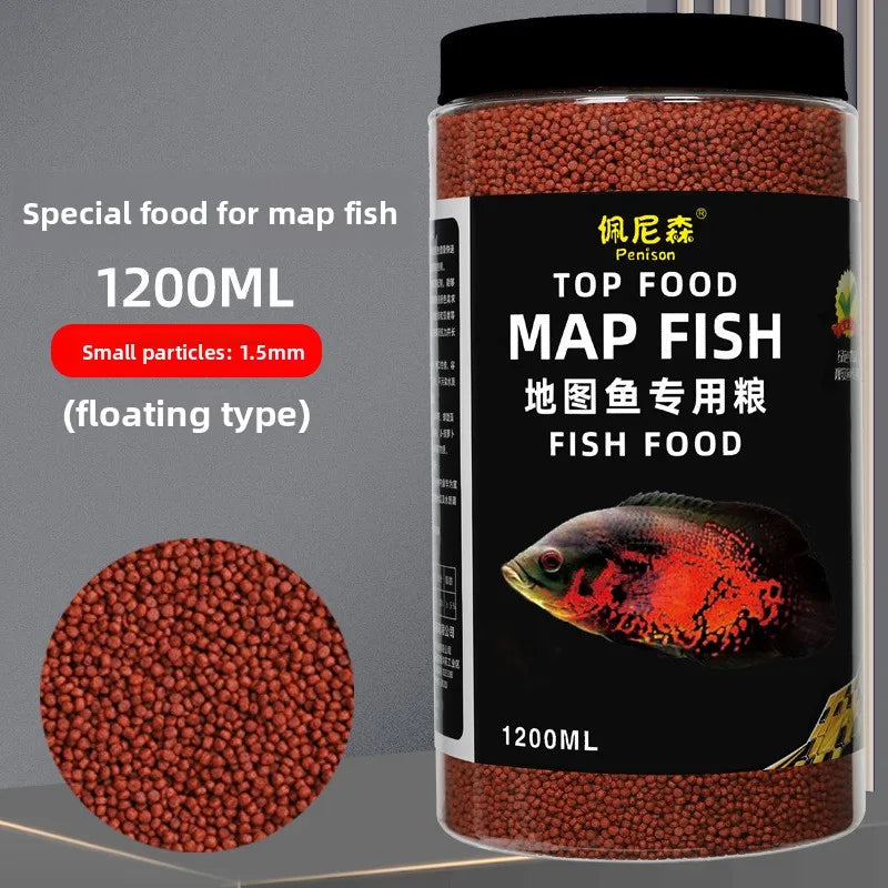 PENISON Oscar Fish Food Floating Pellets – High Protein Cichlid Aquarium Fish Food Nixie 1.5mm 1200ML 500g
