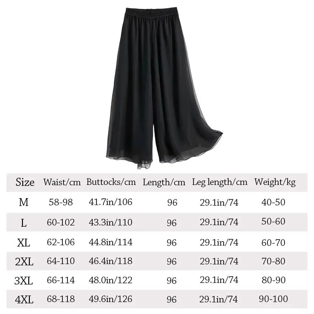 Women's Chiffon Wide Leg Dance Pants – Elastic Waist Yoga Trousers Wide Leg Dance Pants Nixie