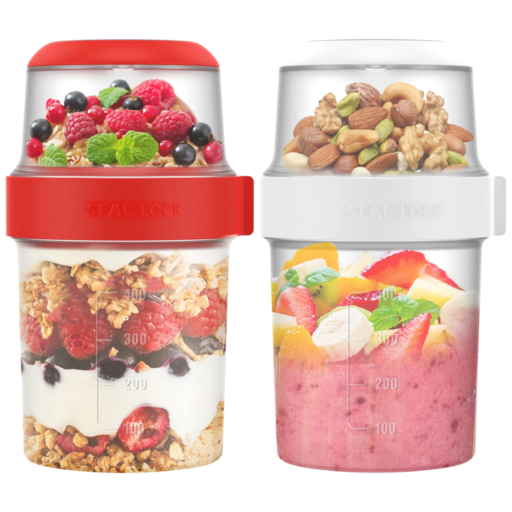 2-Pack Double Layer Overnight Oats & Yogurt Cups To-Go