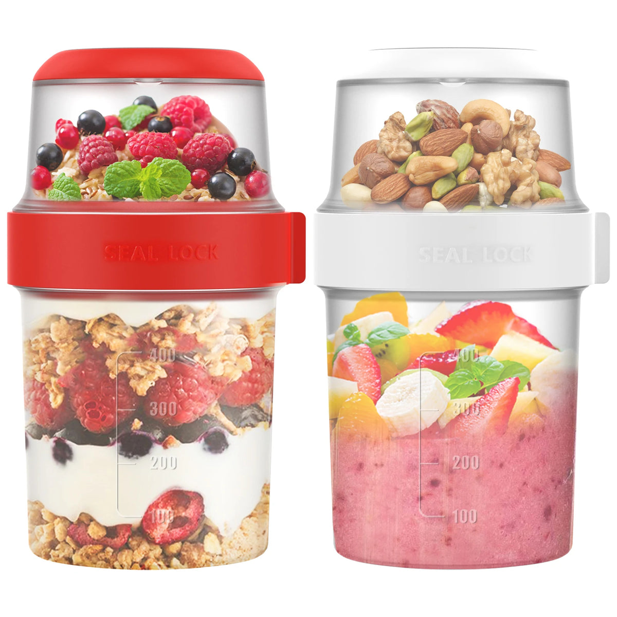 2-Pack Double Layer Overnight Oats & Yogurt Cups To-Go