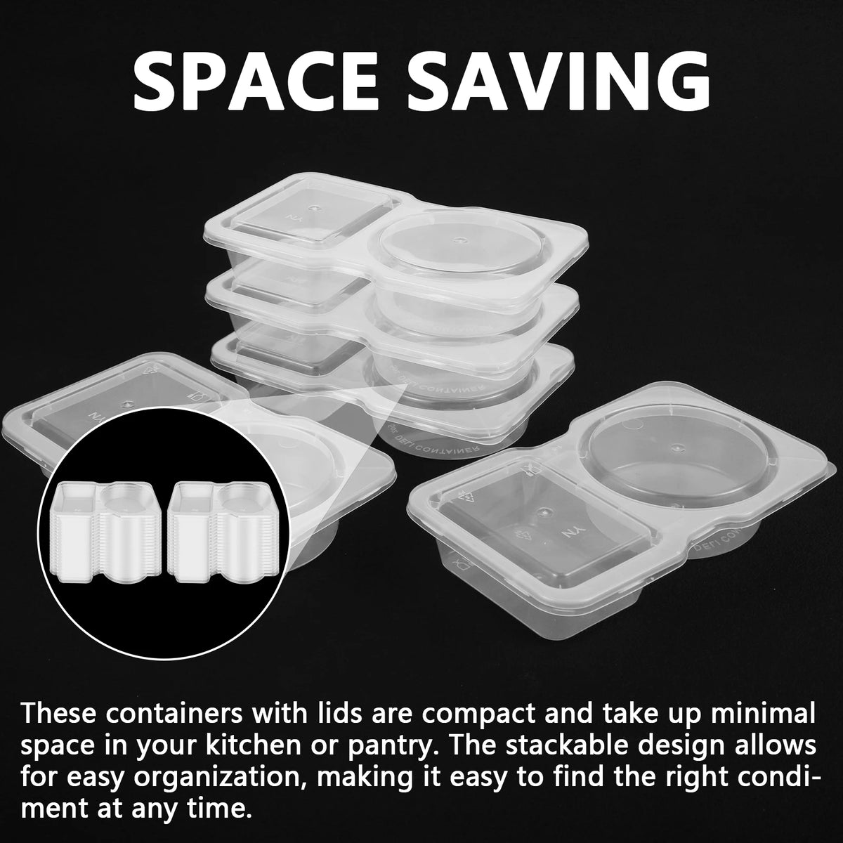 40Pcs Double Compartment Condiment Containers Leak-Proof Condiment Containers Nixie