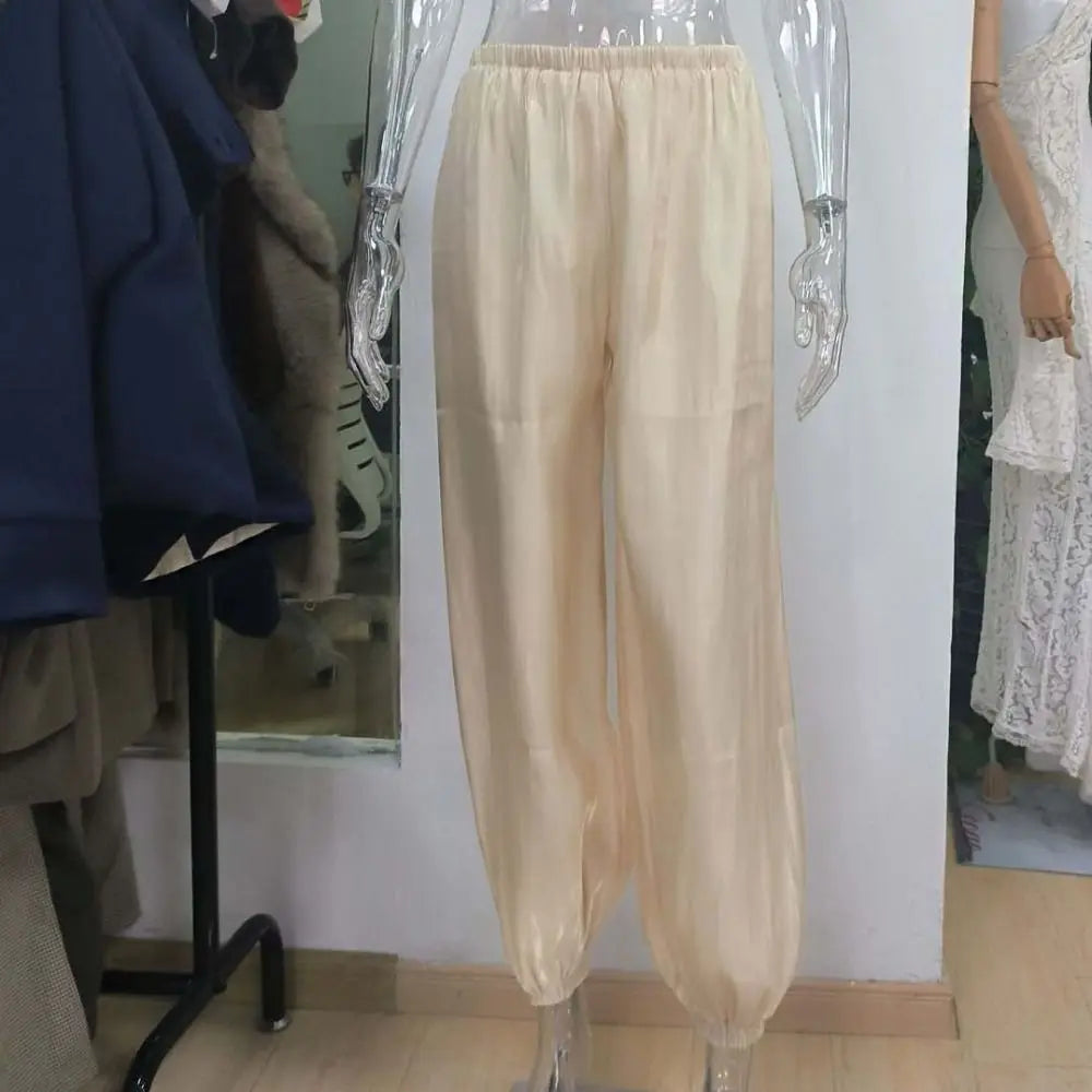 Women's Satin High Waist Wide Leg Ankle Pants | Elegant Fit Wide Leg Pants Nixie