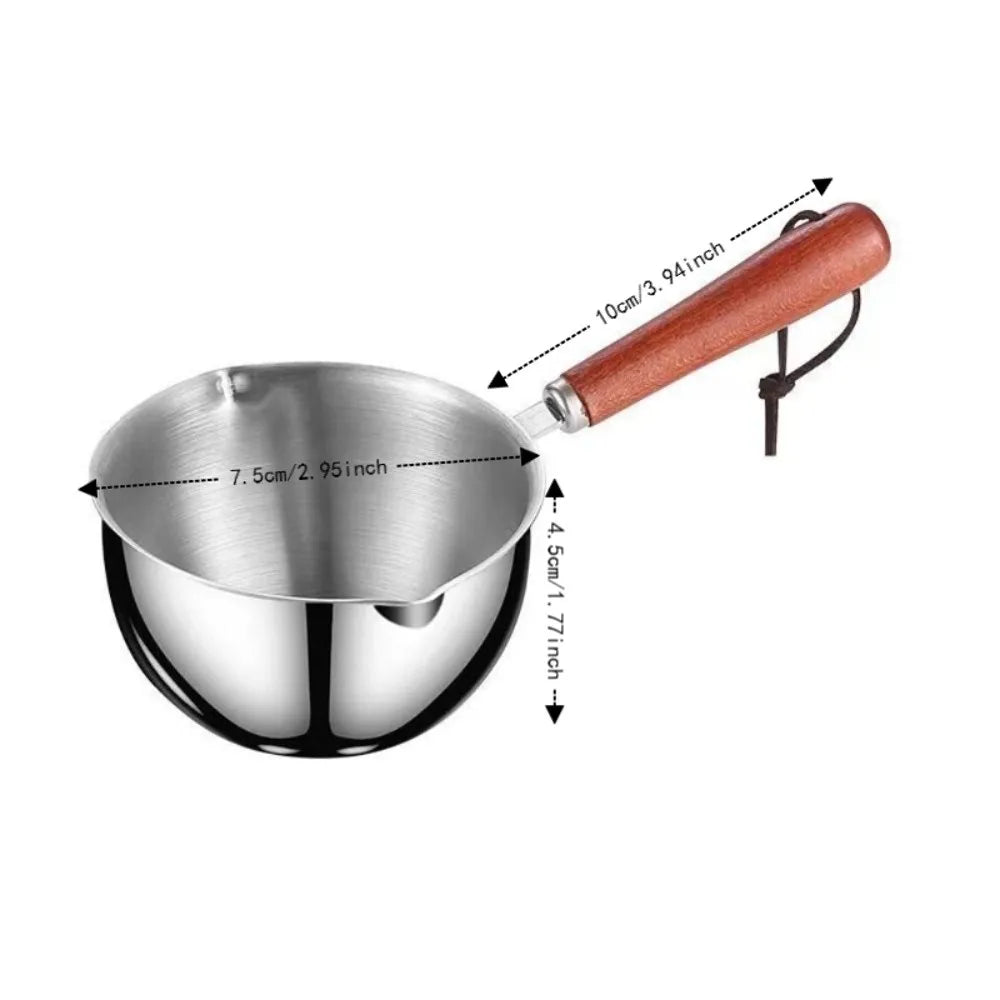 Nixie Mini Milk Warmer Pot 200ml – Stainless Steel Dual Spout Mini Sauce Pot Nixie