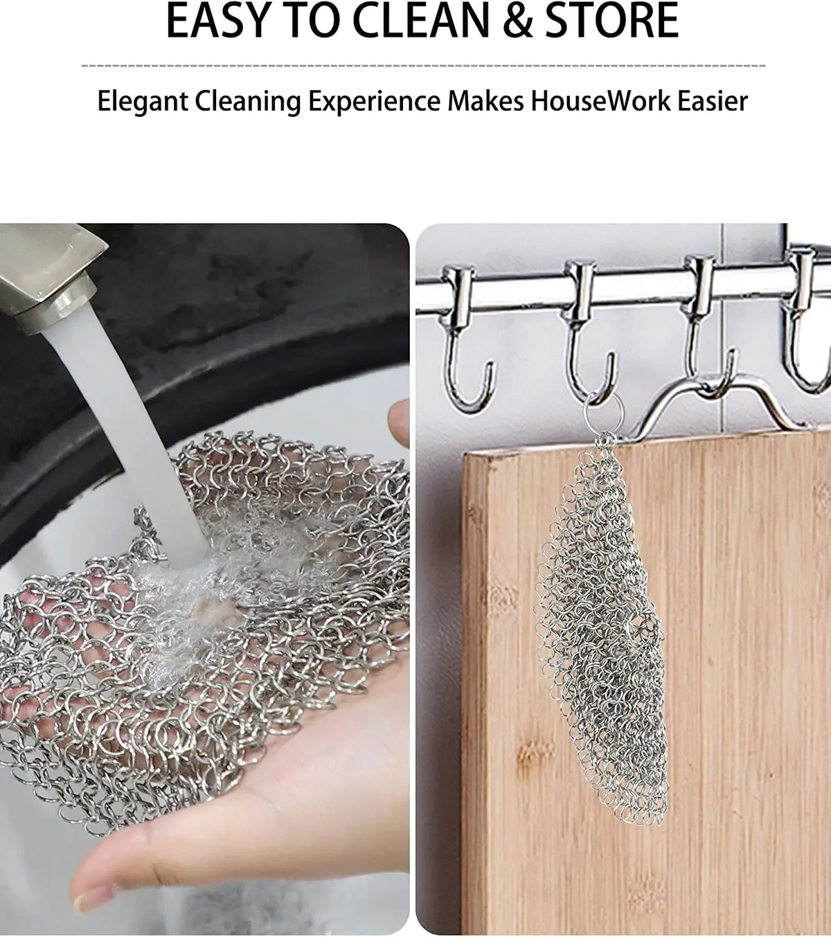 Stainless Steel Chainmail Scrubber for Cast Iron – 4 Inch Chainmail Scrubber Nixie