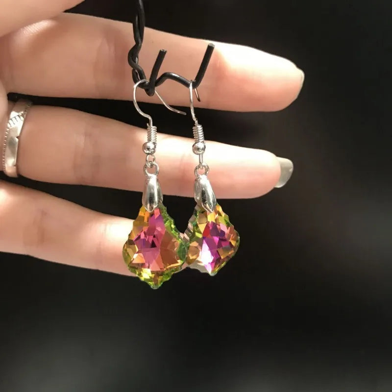 3-Piece Colorful Zircon Necklace & Drop Earrings Jewelry Set