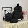 Nylon Polka Dot Girls Backpack Set – Multi Compartment School Bag
