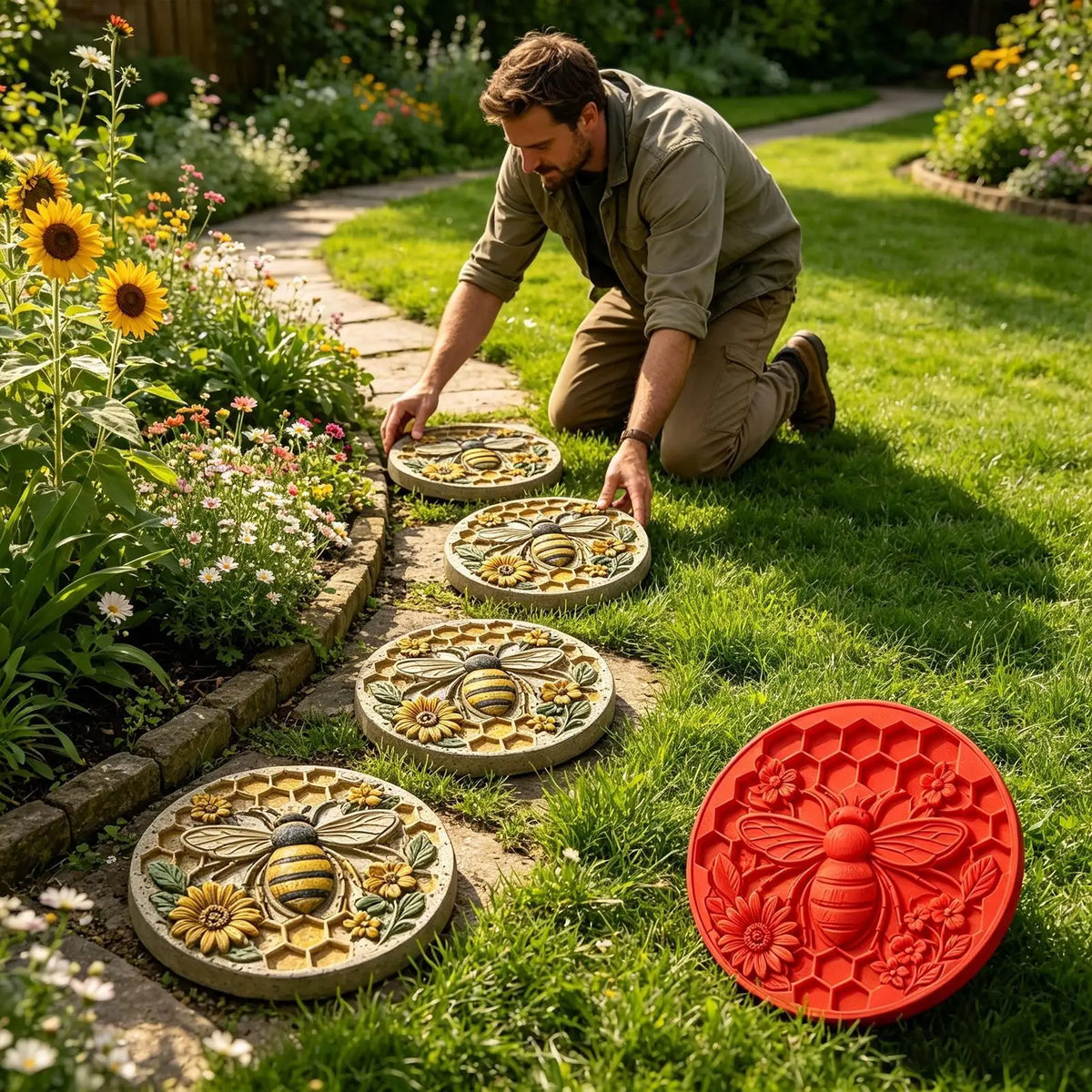 15" Sunflower Stepping Stone Mold – Reusable DIY Cement Mould Garden Stone Mold Nixie