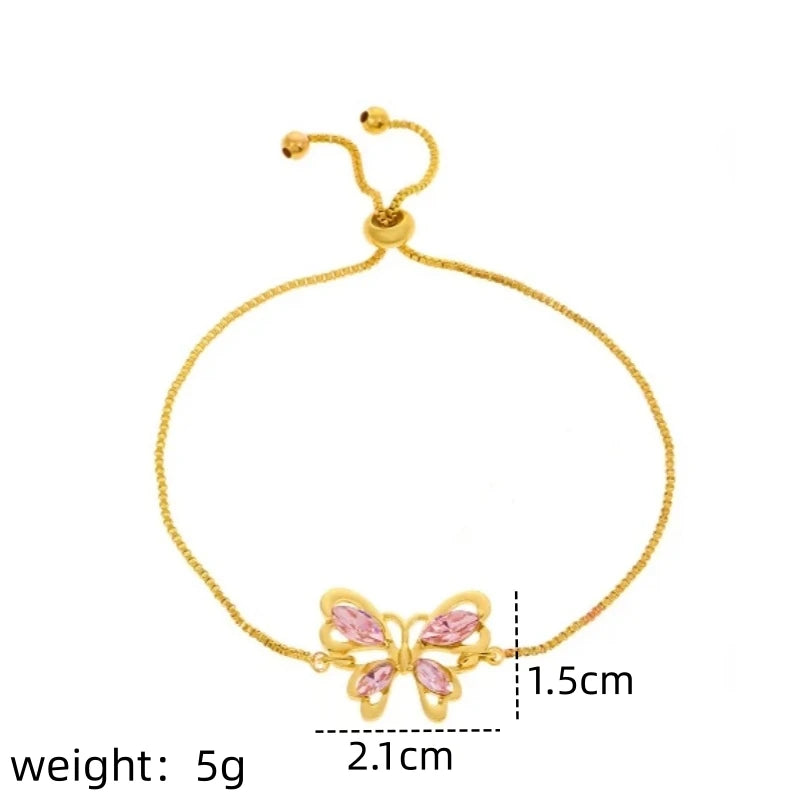 Pink Crystal Hollow Butterfly Bracelet | Women's Fashion Fashion Bracelet Nixie XL1590-1