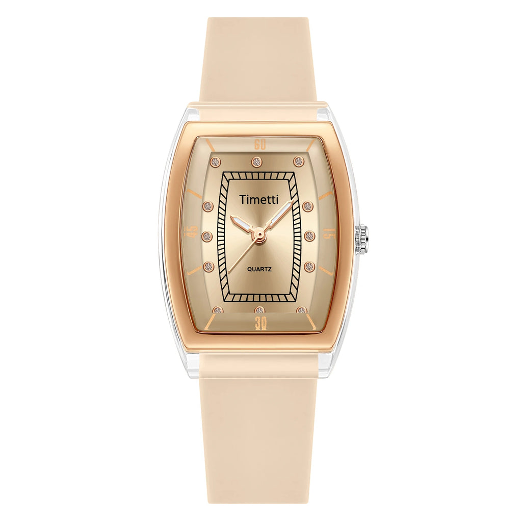 Timetti Retro Korean-Style Quartz Watch – Silicone Band Quartz Fashion Watch Nixie khaki