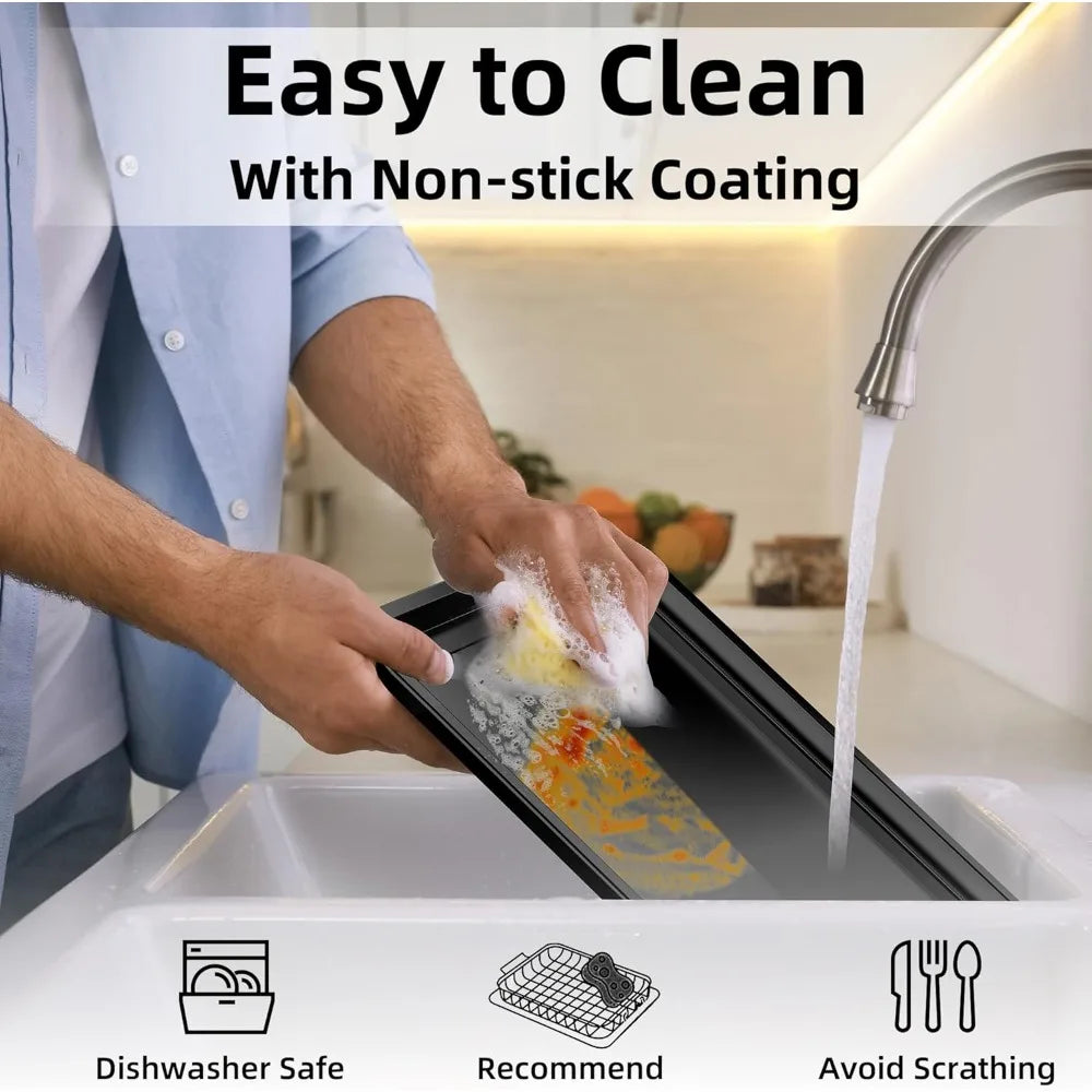 FEB.WIND Non-Stick Stainless Steel Baking Pan & Fry Basket Set Baking Pan Set Nixie