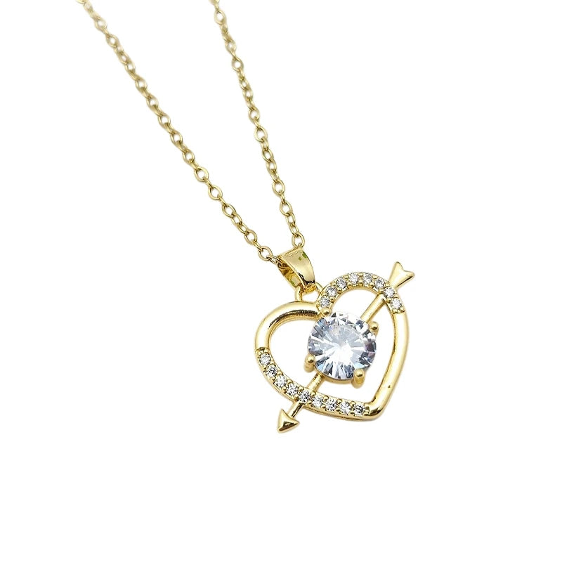Arrow Through Heart Pendant Necklace – Copper & Stainless Steel Pendant Necklace Nixie