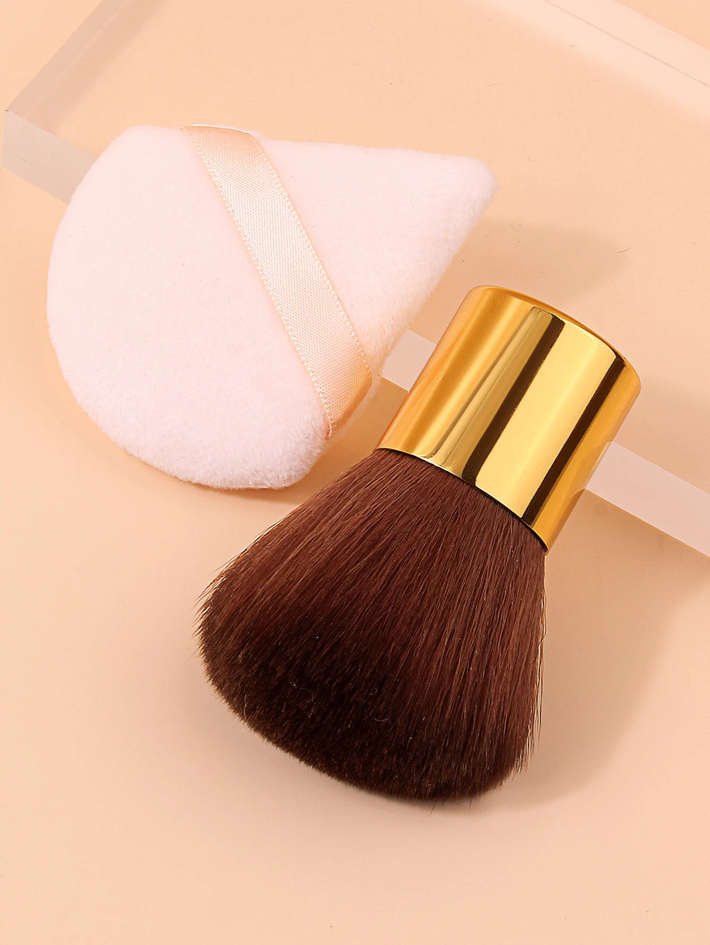 Kabuki Powder Brush & Velvet Puff Set | Foundation & Blush Makeup Brush Set Nixie