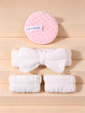 Spa Skincare Set – Bow Headband, Wristbands & Reusable Pads Skincare Gift Set Nixie WHITE