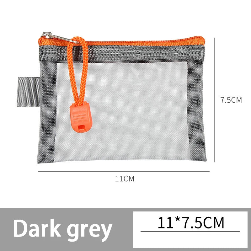 Mini Mesh Zipper Bag – Nylon Card, Coin & Pouch Organizer Mesh Zipper Pouch Nixie unmarked dark gray