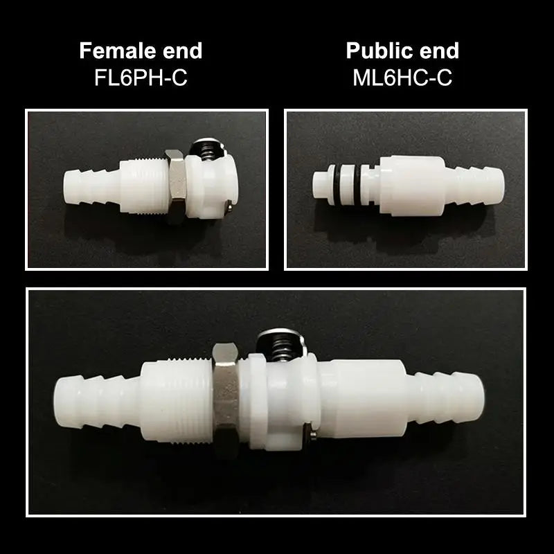 Quick Disconnect Hose Coupling 1/4 5/16 3/8 Valved Barb Connector