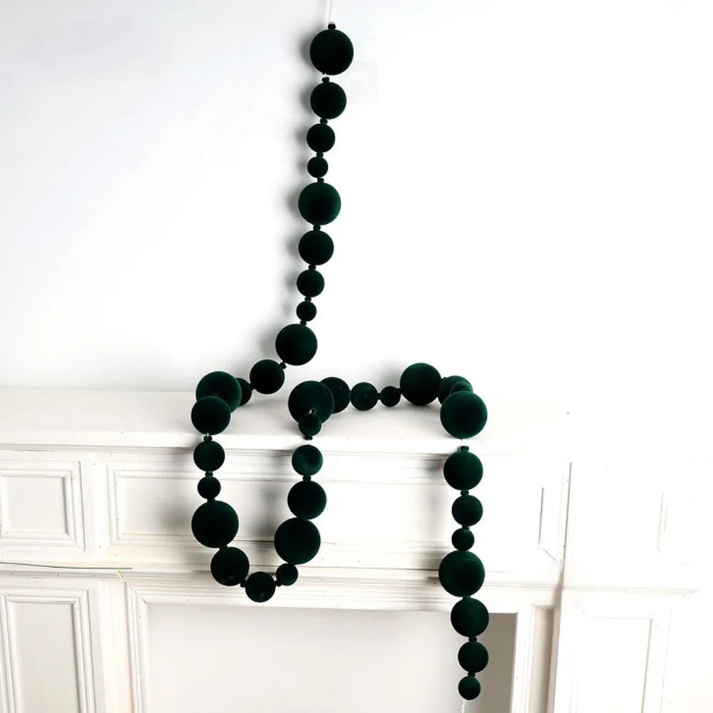 Multicolor Flocking Ball String Christmas Hanging Decoration