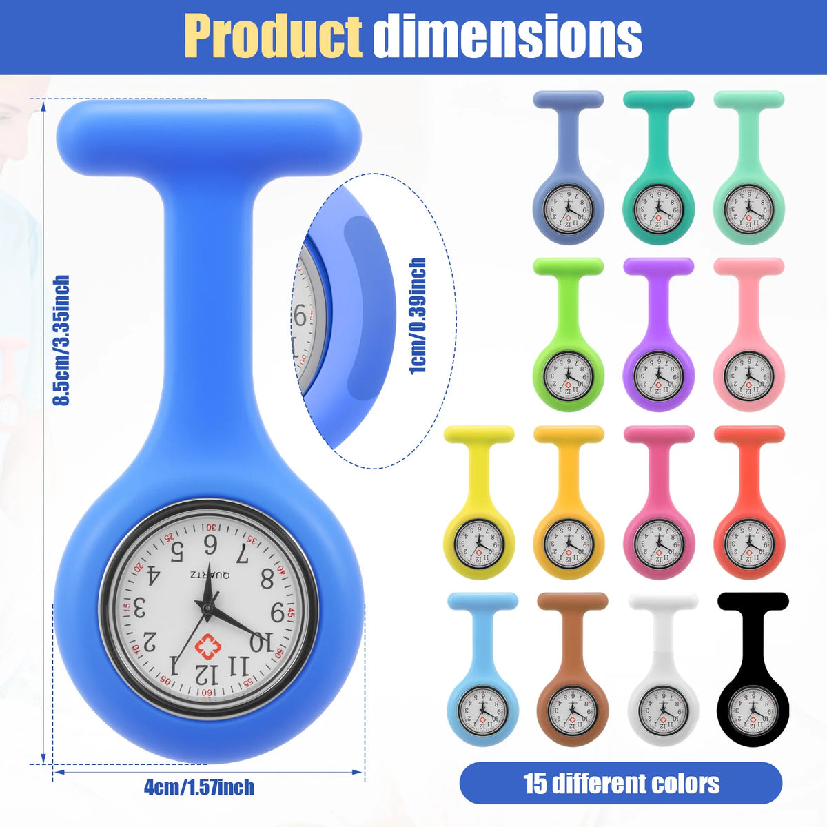 Retractable Clip-On Nurse Pocket Watch Set | 4 or 15 Pcs Clip-On Pocket Watch Nixie 15Pcs Style 2