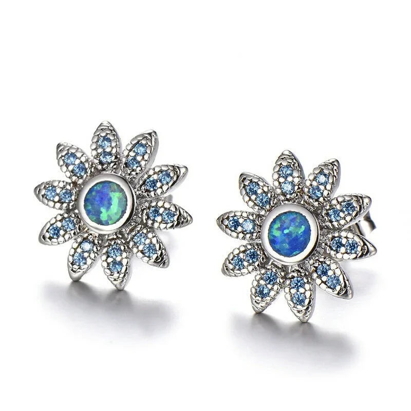 Nixie Silver Blue Simulated Opal Dangle Stud Earrings Gift Dangle Stud Earrings Nixie