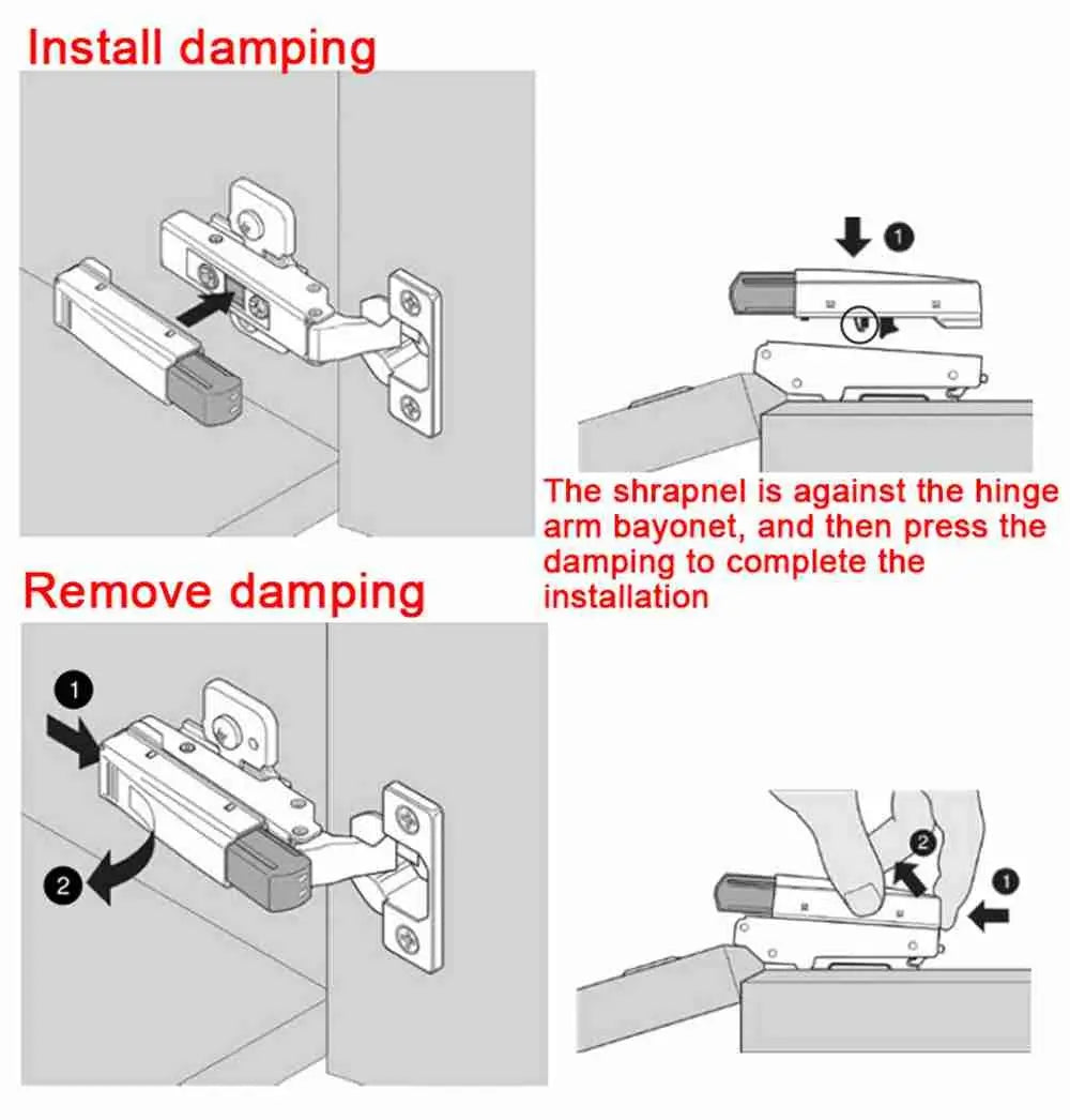 Cabinet Hinge Buffer Damper – Soft Close Full Overlay Clip-On