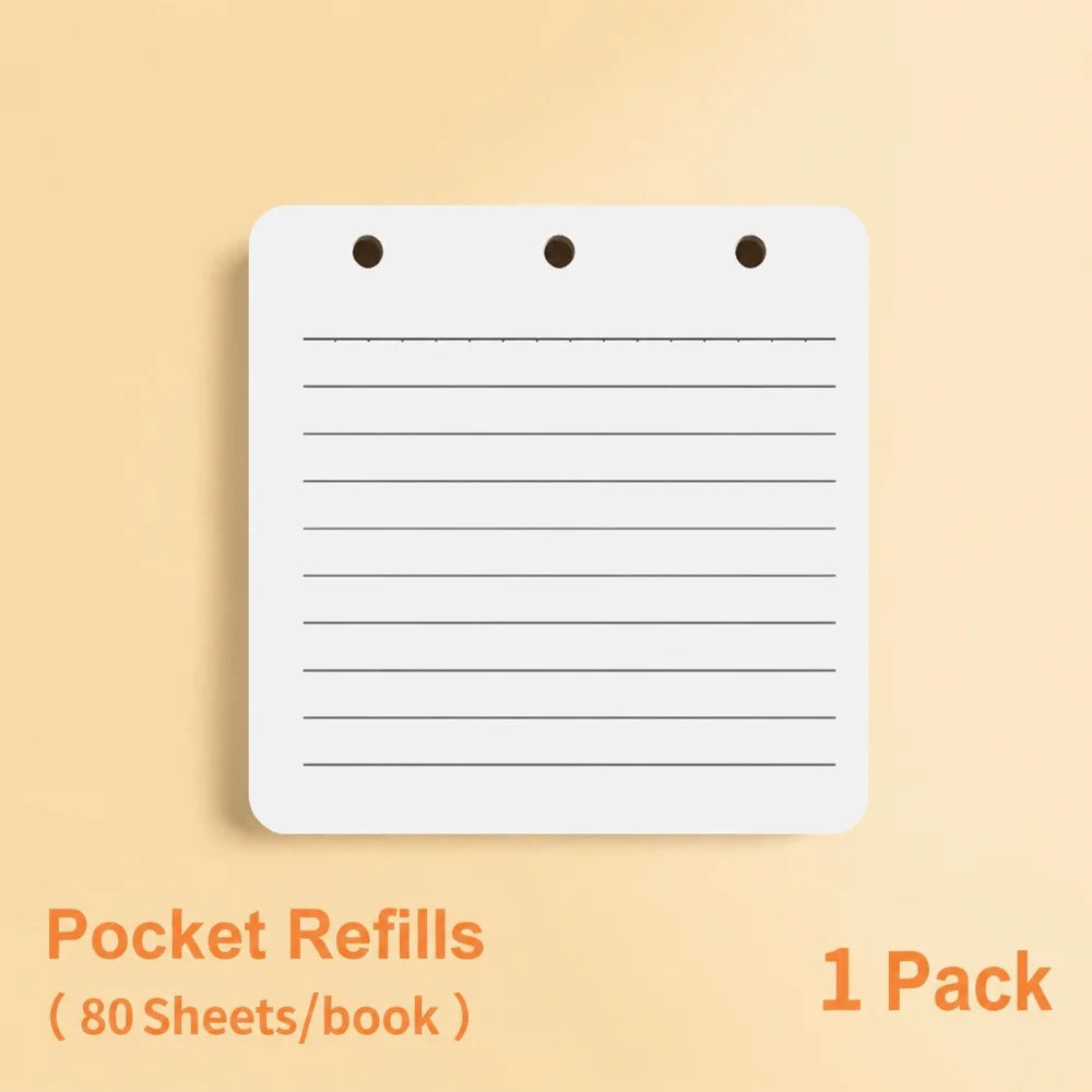 A7 PU Leather Pocket Notebook 3-Ring Binder Lined Journal