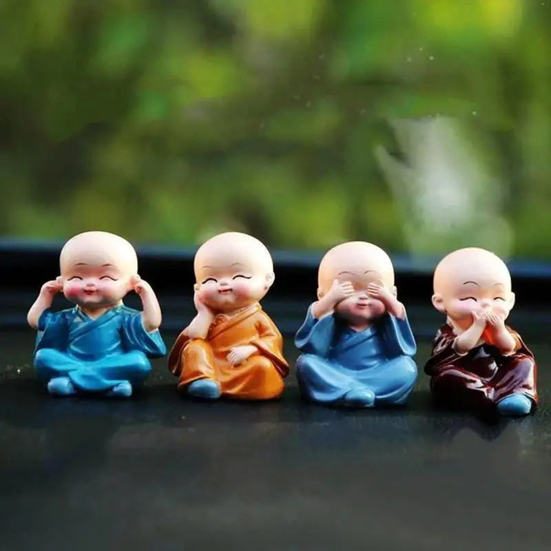 4Pcs Mini Resin Monk Figurines – Zen Home & Desk Decor Set Decorative Figurines Nixie Default Title