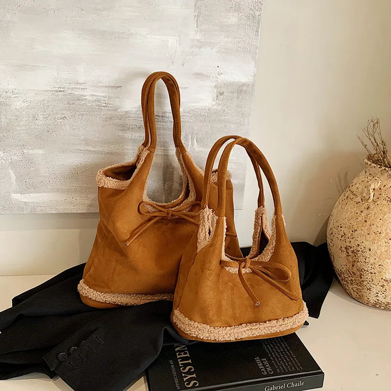 Nixie Lamb Wool Shoulder Bag – Large Capacity Women's Tote Shoulder Handbag Nixie