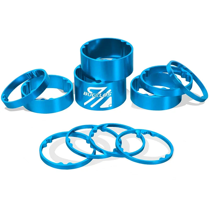 BUCKLOS 11PCS Bike Headset Spacers 1-1/8" 28.6mm Aluminum MTB Bike Headset Spacers Nixie Blue