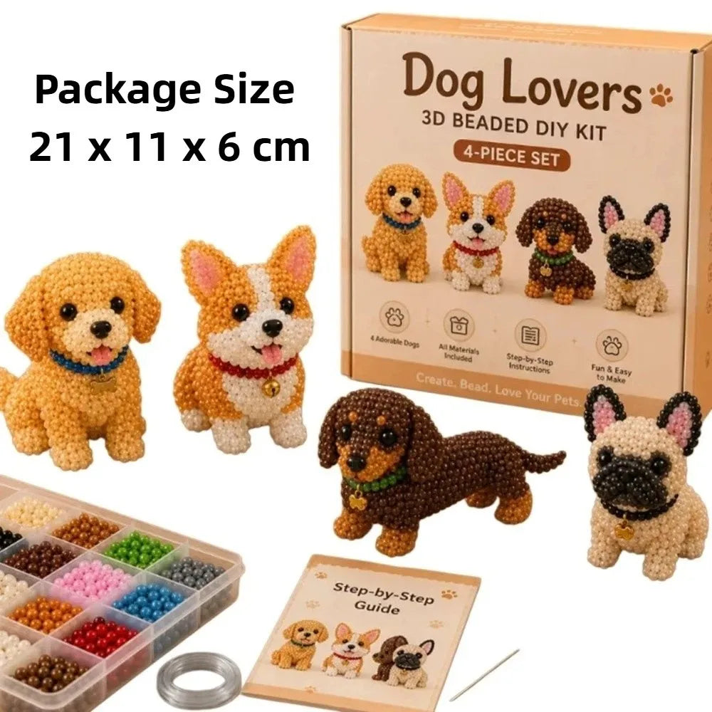 4pcs 3D Animal Bead Kit – DIY Farm & Sea Creatures Craft DIY Bead Craft Kit Nixie