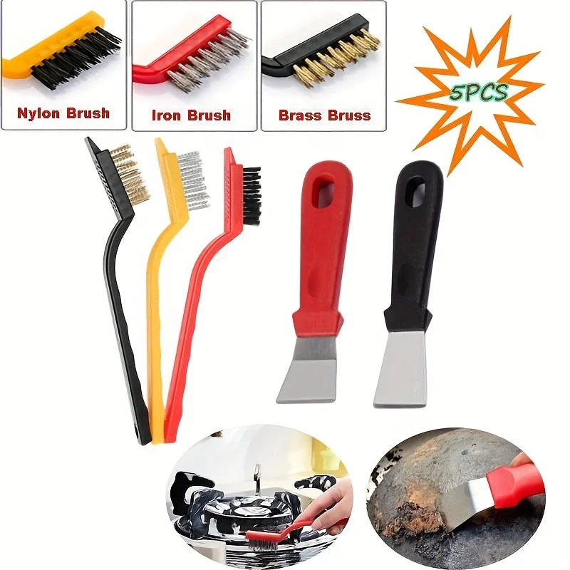 5-Piece Kitchen Cleaning Brush Set – Stove & Range Hood Kitchen Cleaning Set Nixie