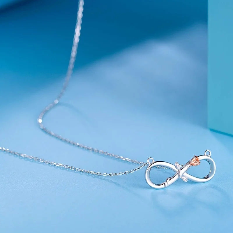 Women's 18K Rose Gold Infinity Pendant Necklace | Silver Tone Pendant Necklace Nixie