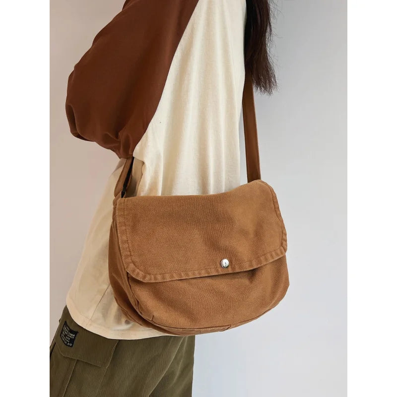 Solid Canvas Crossbody Bag – Unisex Shoulder Satchel Canvas Crossbody Bag Nixie