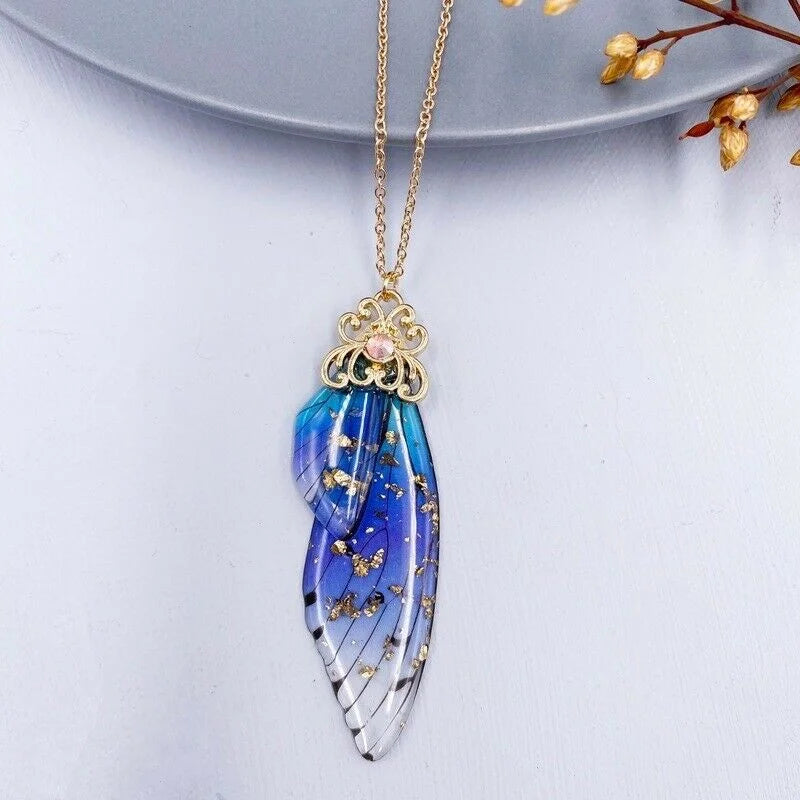 Butterfly Wing Pendant Necklace – 12 Colors Resin Women's Jewelry Pendant Necklace Nixie