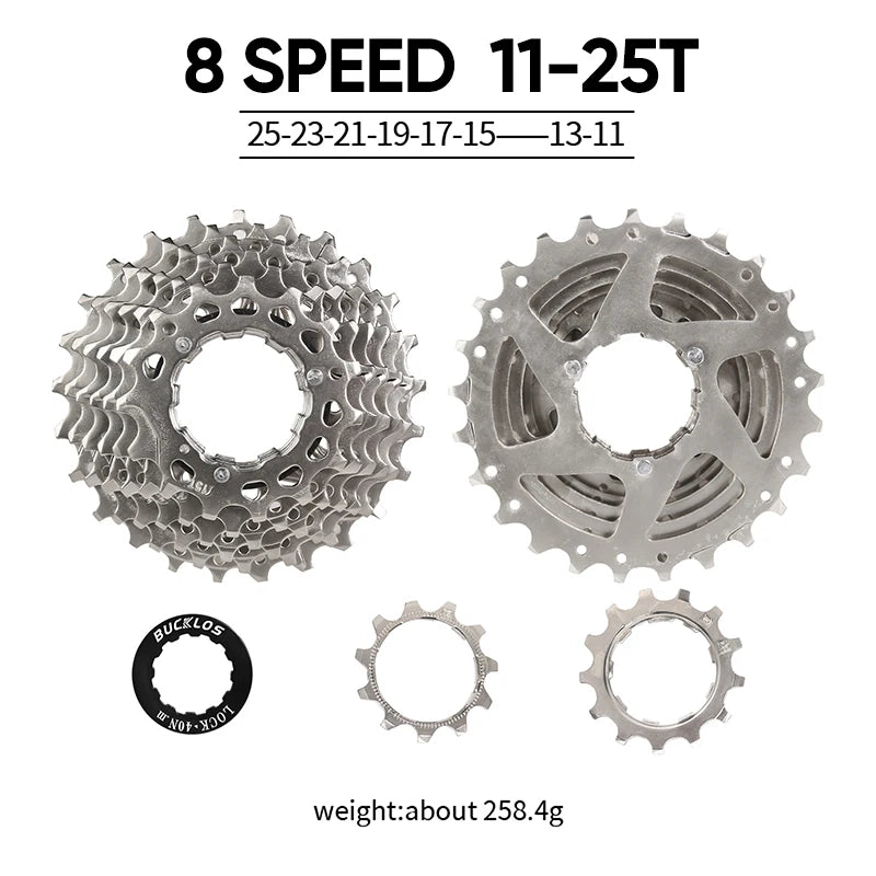 BUCKLOS Bike Cassette 8-12 Speed MTB Road Shimano HG Freewheel Bike Cassette Freewheel Nixie 8S 11-25T
