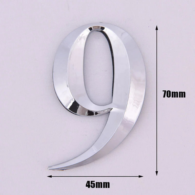 Self-Adhesive Chrome House Door Number Sign Sticker 7x4.5cm Door Number Sign Nixie