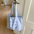 Korean Canvas Tote Bag – Retro Large Capacity Crossbody Canvas Tote Bag Nixie Blue