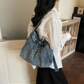 Vintage Denim Tote Bag – Large Crossbody Shoulder Bag Denim Tote Bag Nixie Light Blue