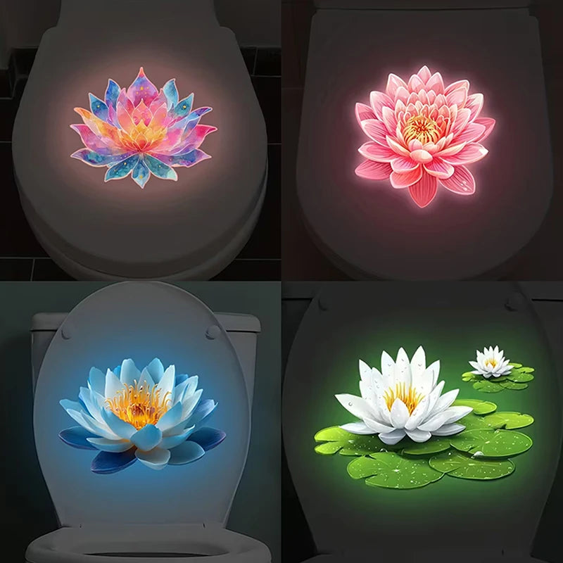 Glow-in-the-Dark Flower Toilet Lid Sticker – Luminous Decal