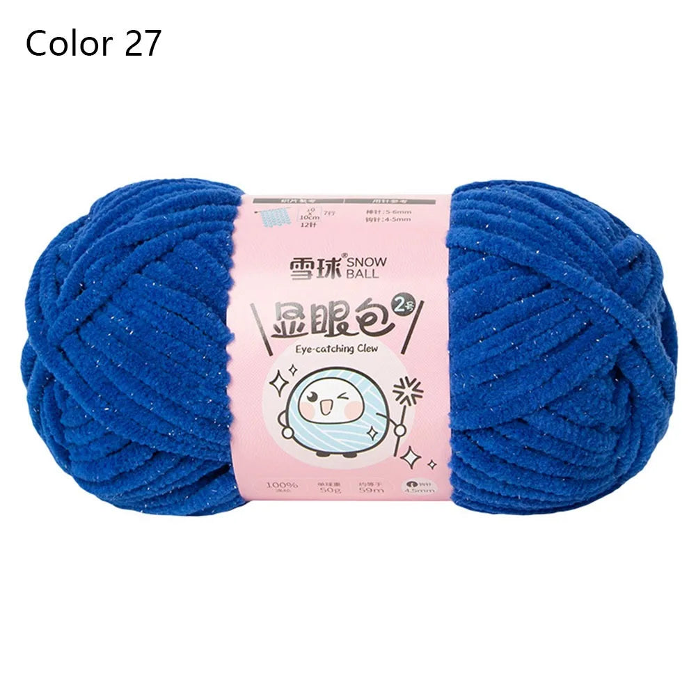 Soft Chenille Yarn 50g 59M 4.5mm – Shiny Chunky Knitting Yarn