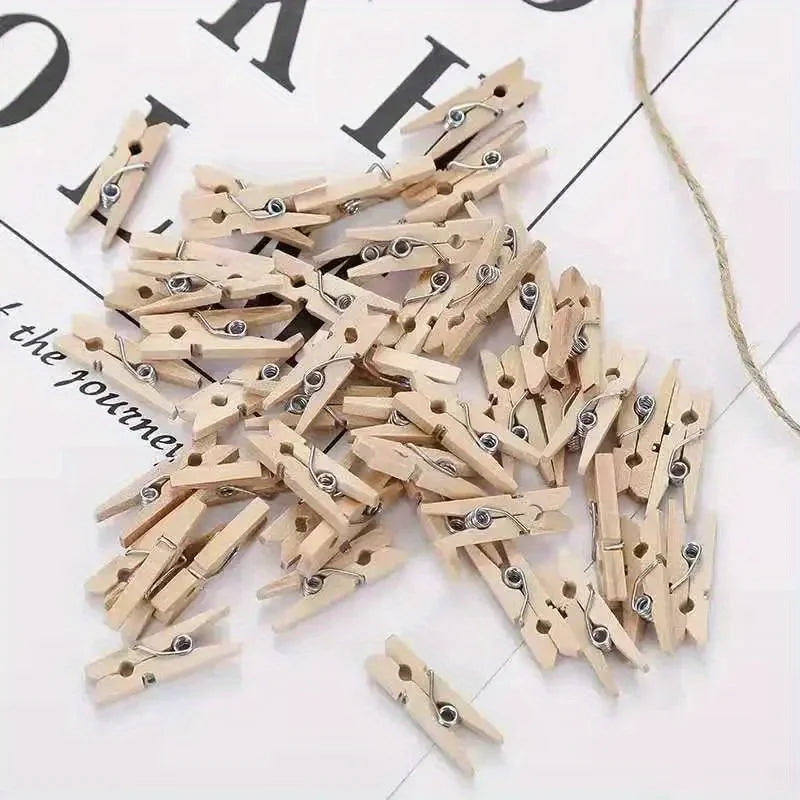 Mini Natural Wood Clips 25mm – 50/100 Pcs Clothespins & Pegs