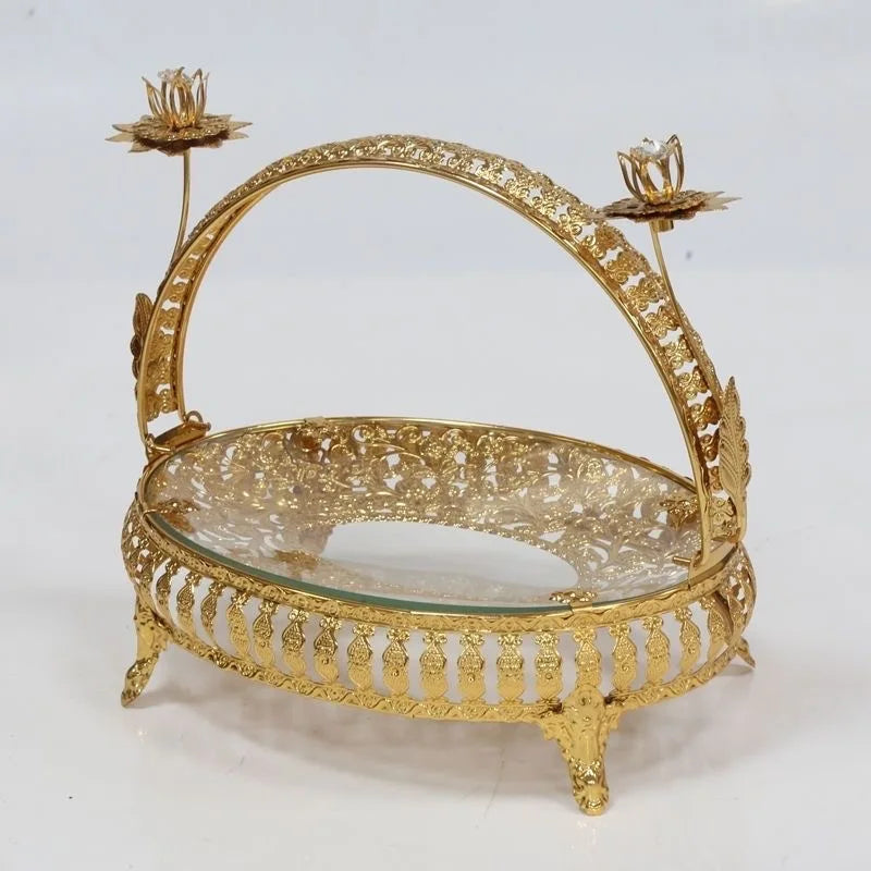 Retro Golden Fruit Plate – Luxury European Snack Tray Decorative Serving Tray Nixie Gold