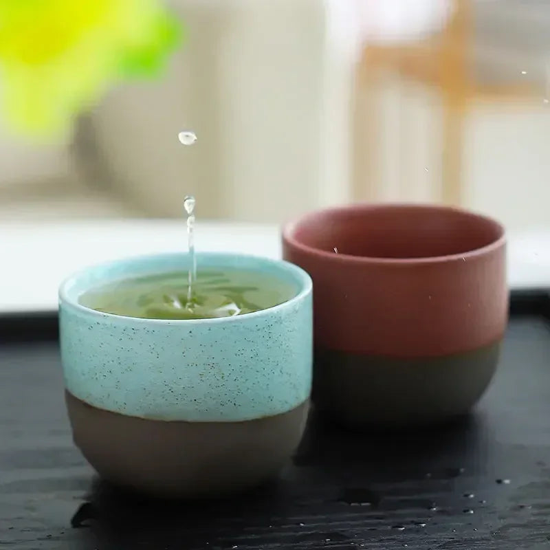 120ml Handmade Rough Pottery Retro Teacup | Chinese Kung Fu Cup Pottery Tea Mug Nixie