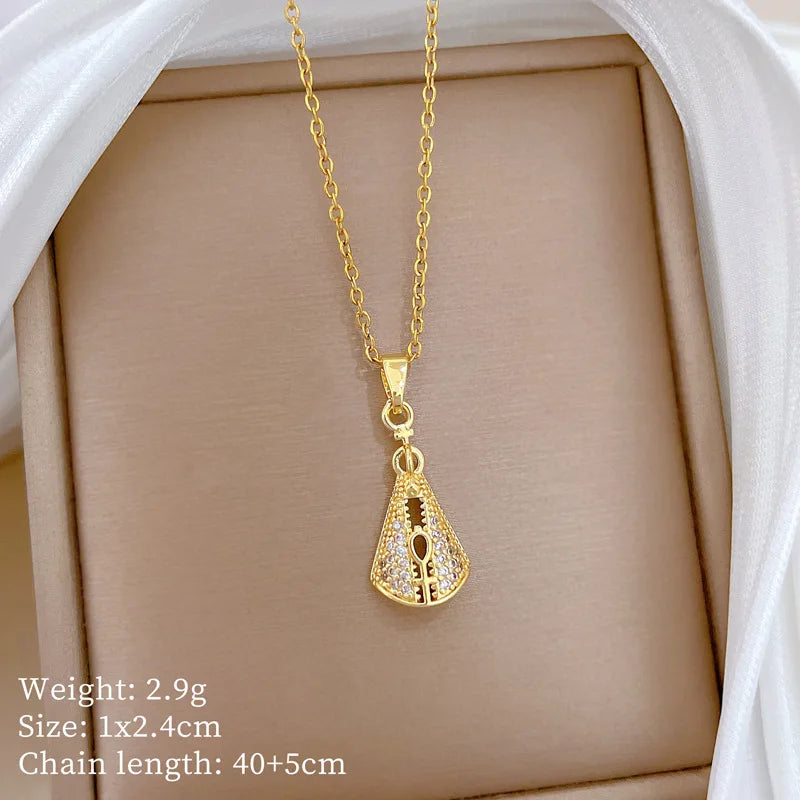 Geometric Pendant Necklace Gold Stainless Steel Clavicle Chain Pendant Necklace Nixie XL2606-603