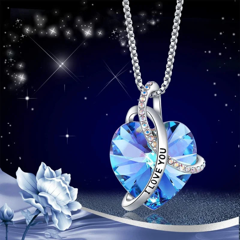 Crystal Heart Zircon Pendant Necklace | Rainbow Gemstone Gift Pendant Necklace Nixie