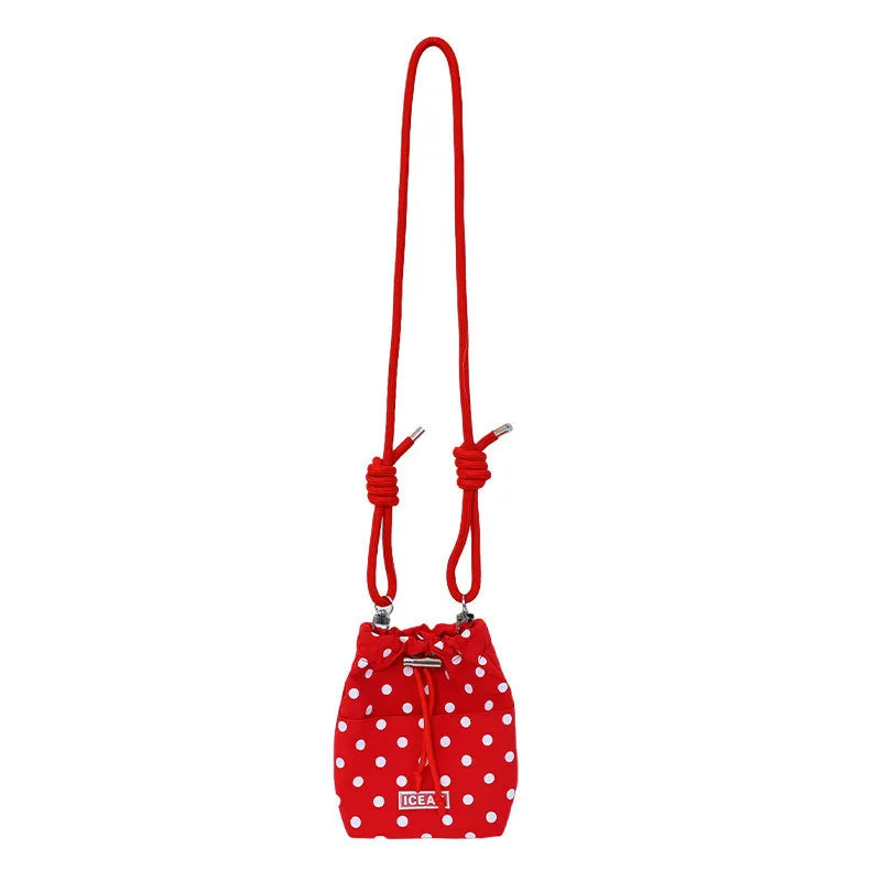 Polka Dot Crossbody Bucket Bag – Drawstring Shoulder Bag Crossbody Bucket Bag Nixie