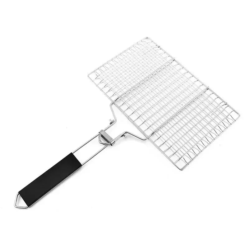 Folding Stainless Steel Fish Grill Basket with Removable Handle BBQ Grilling Basket Nixie BBQ Rack