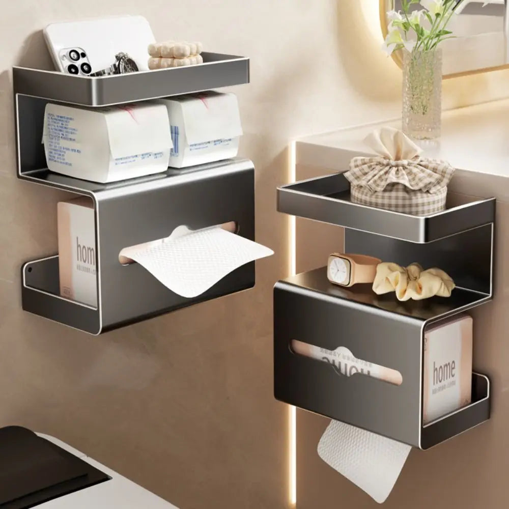 No-Drill Wall-Mounted Toilet Paper Holder with Phone Shelf Toilet Paper Holder Nixie