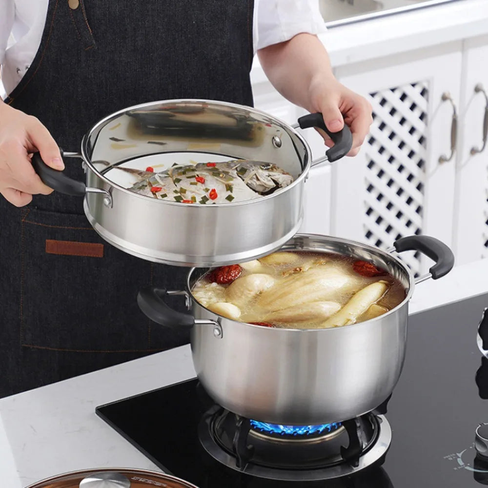 10-Inch Stainless Steel Stock Pot with Lid & Heatproof Handles Stock Soup Pot Nixie